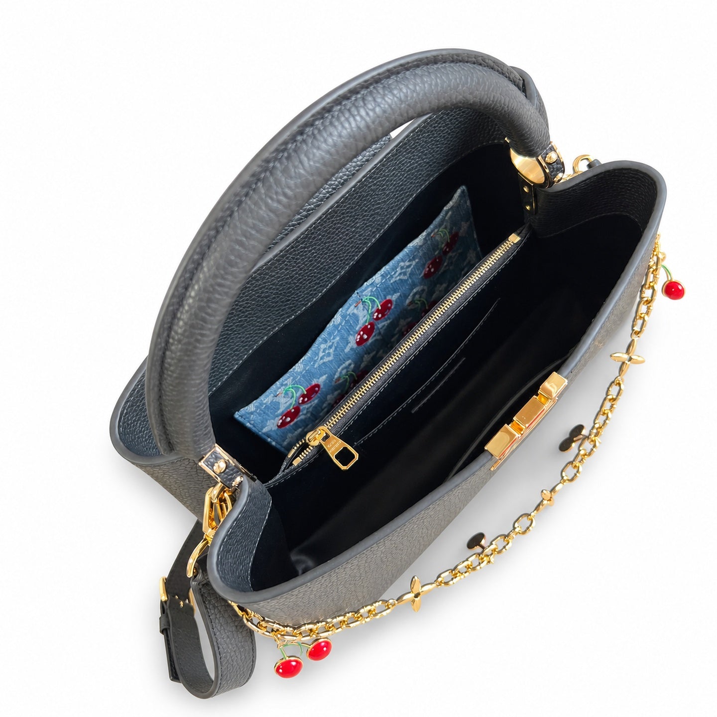 Louis Vuitton Capucines Takashi Murakami Medium Leather Black Handbag
