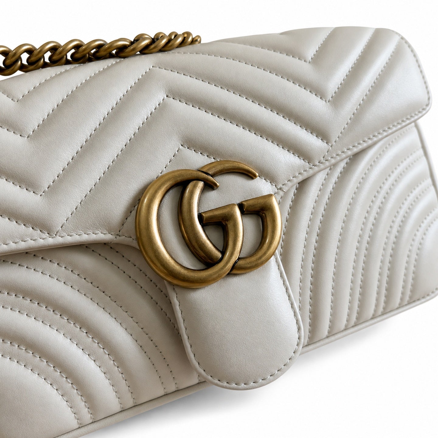 Gucci GG Marmont Leather White Handbag