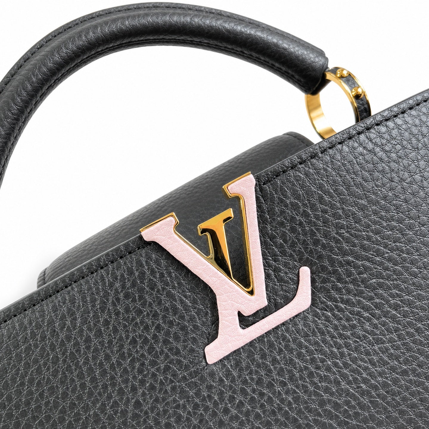 Louis Vuitton Capucines Small Knit Leather Black Handbag
