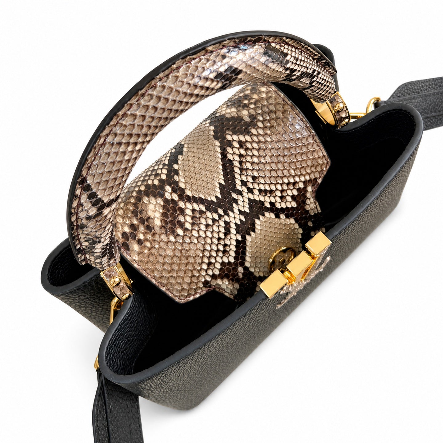 Louis Vuitton Capucines Small Snakeskin Leather Black Handbag