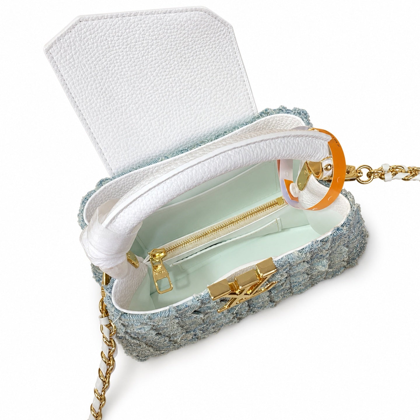 Louis Vuitton Capucines Mini Denim Leather Handbag