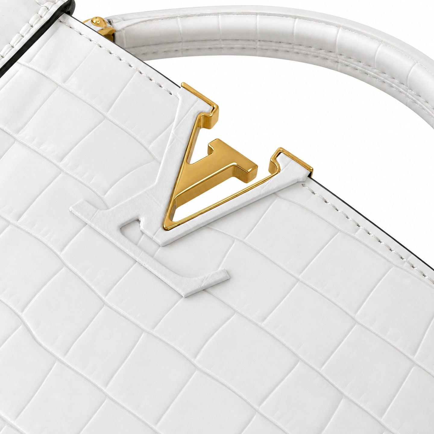 Louis Vuitton Capucines Mini Leather White Gold Handbag