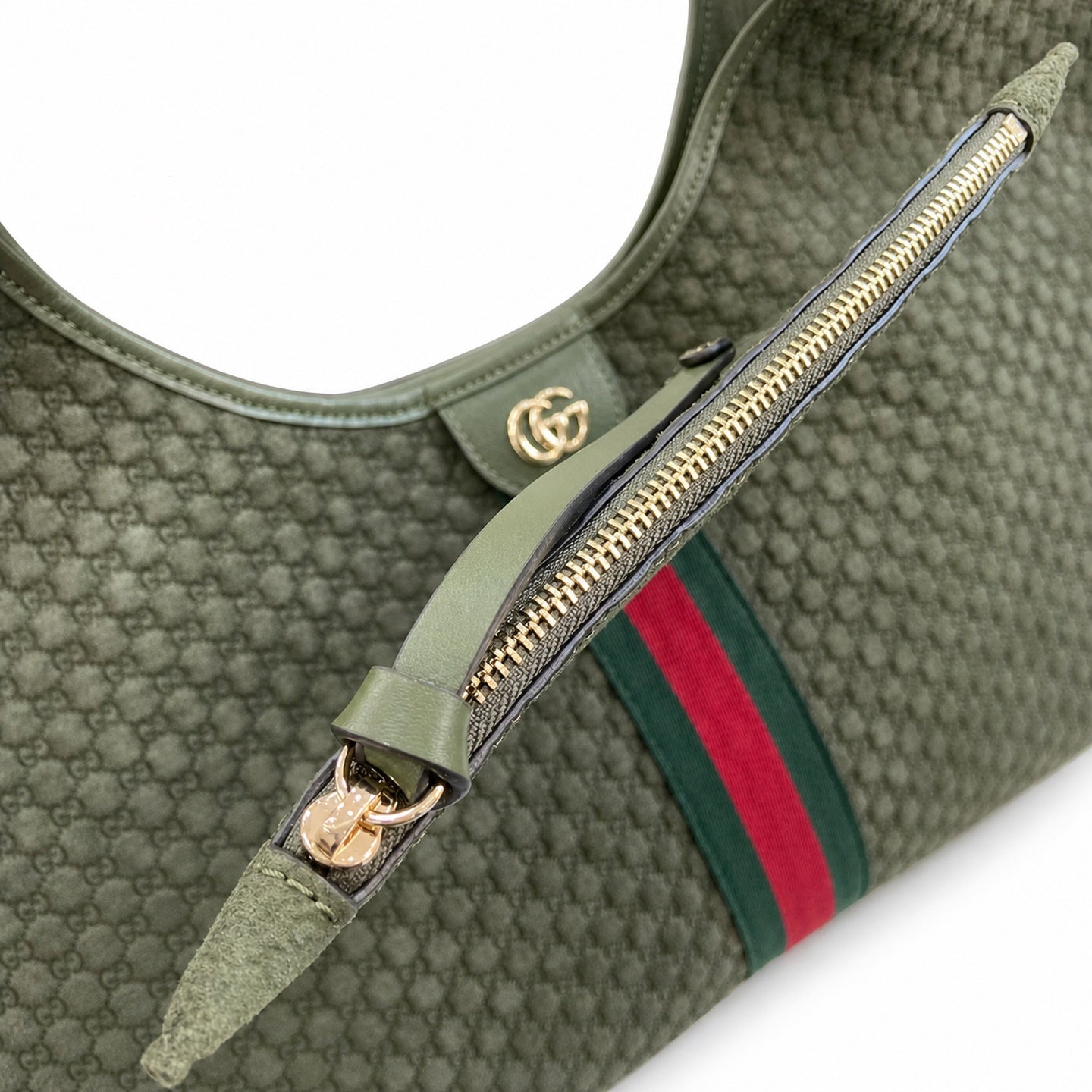 Gucci Giglio Cotton Suede Canvas Velvet Red Green Gold Handbag