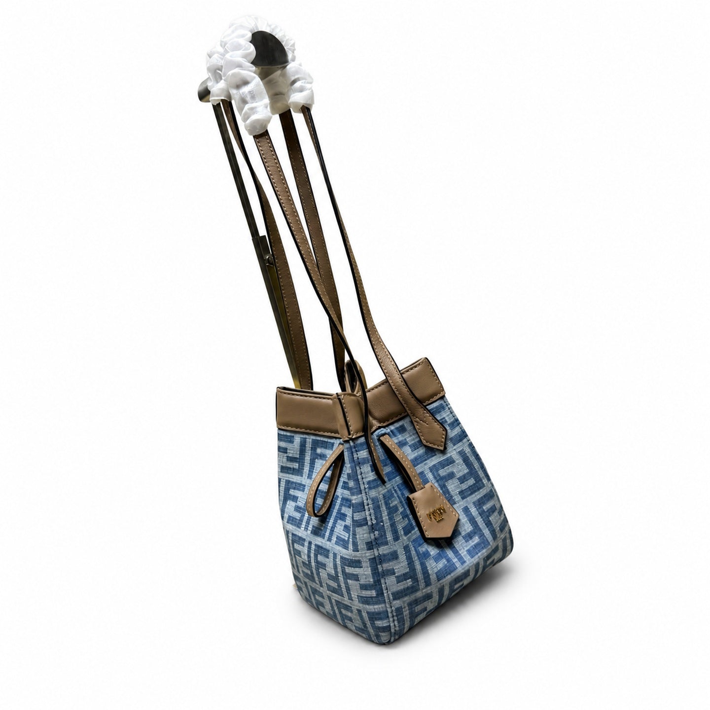 Fendi Origami Denim Leather Beige Blue Bag