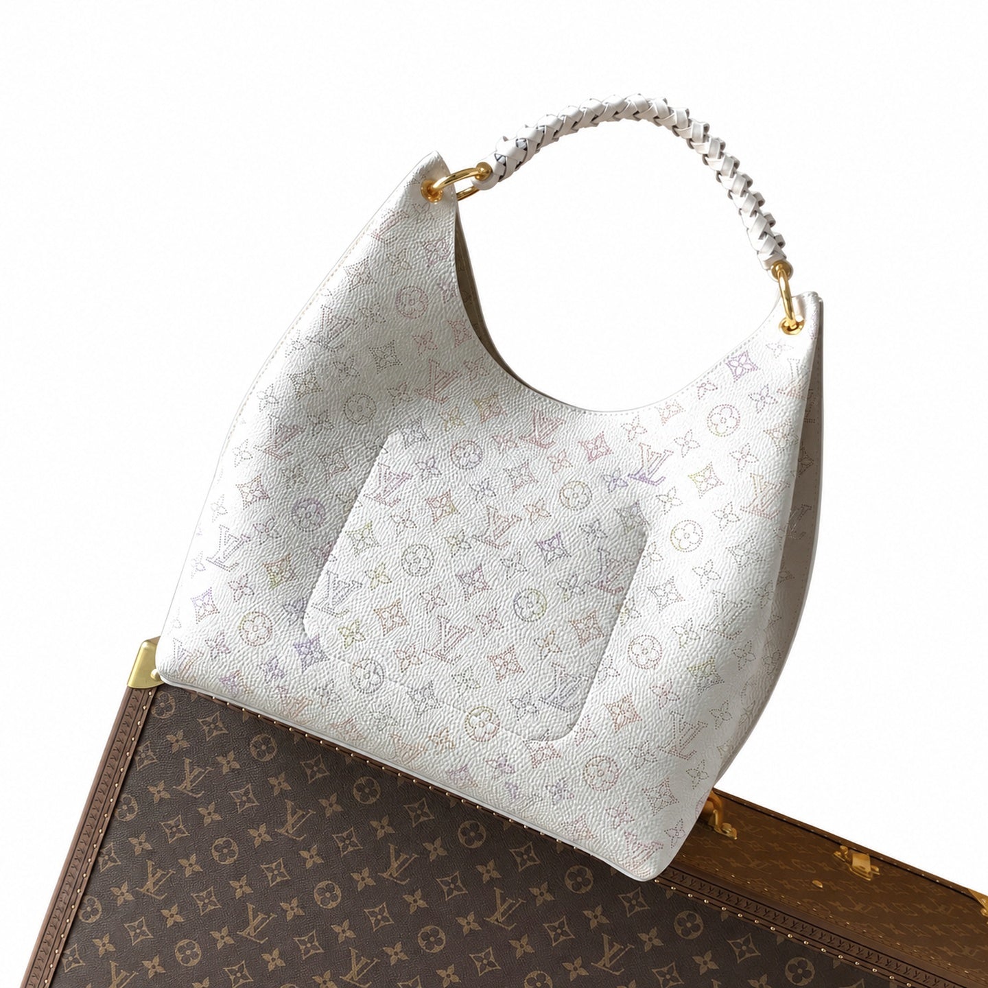 Louis Vuitton Leather Blue Gold Handbag