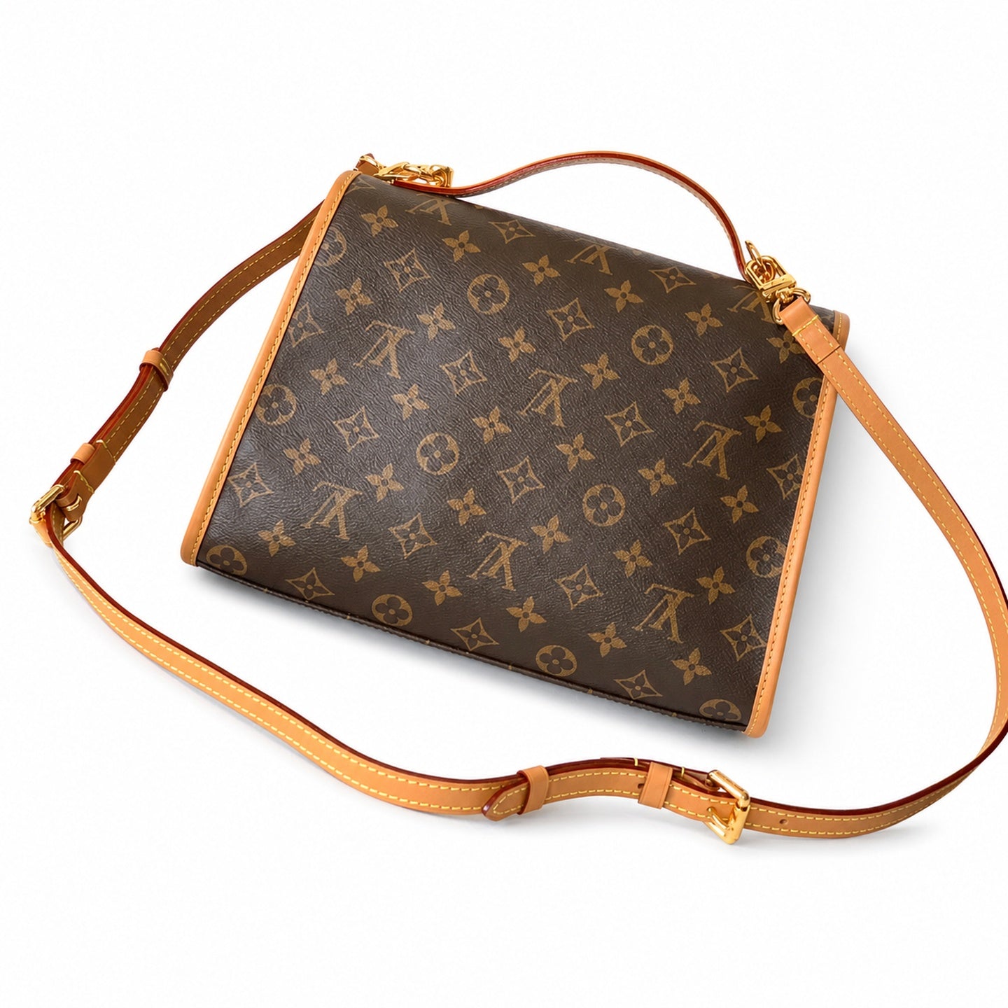 Louis Vuitton Large Canvas Leather Gold Handbag