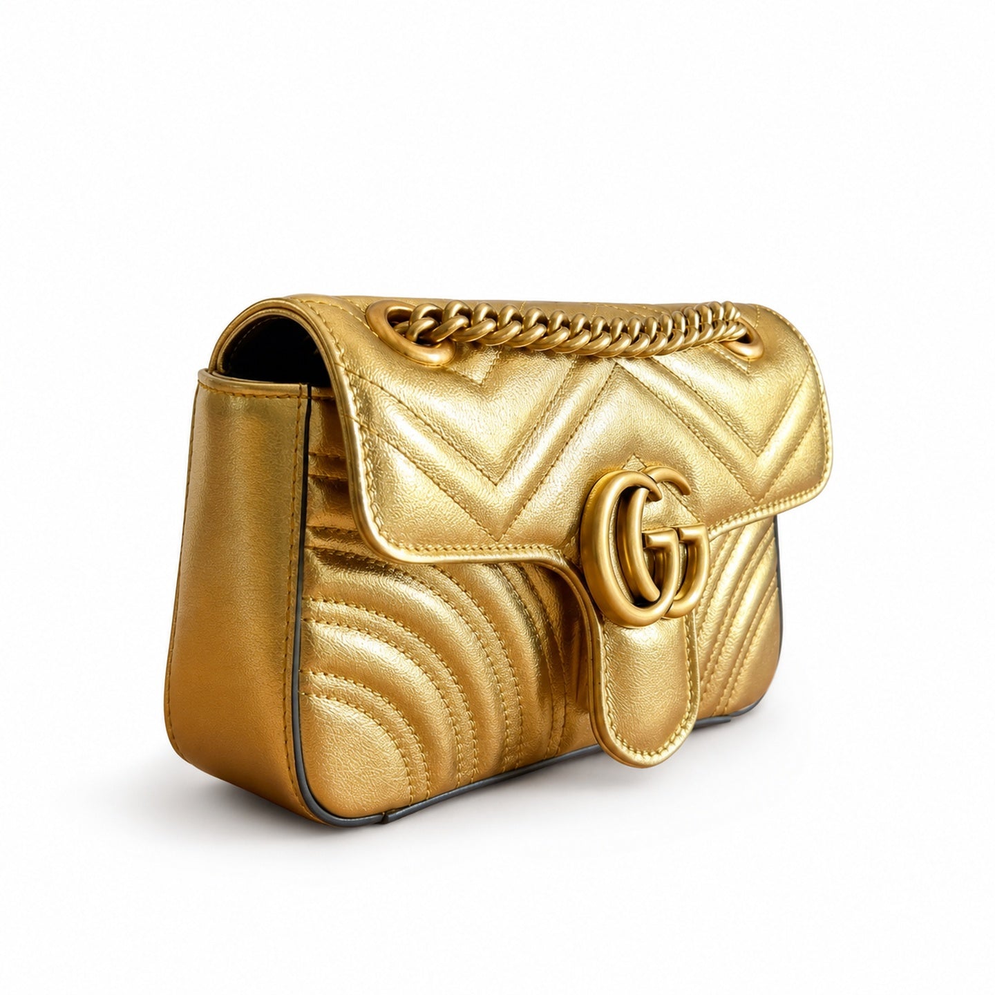 Gucci GG Marmont Leather Gold Handbag