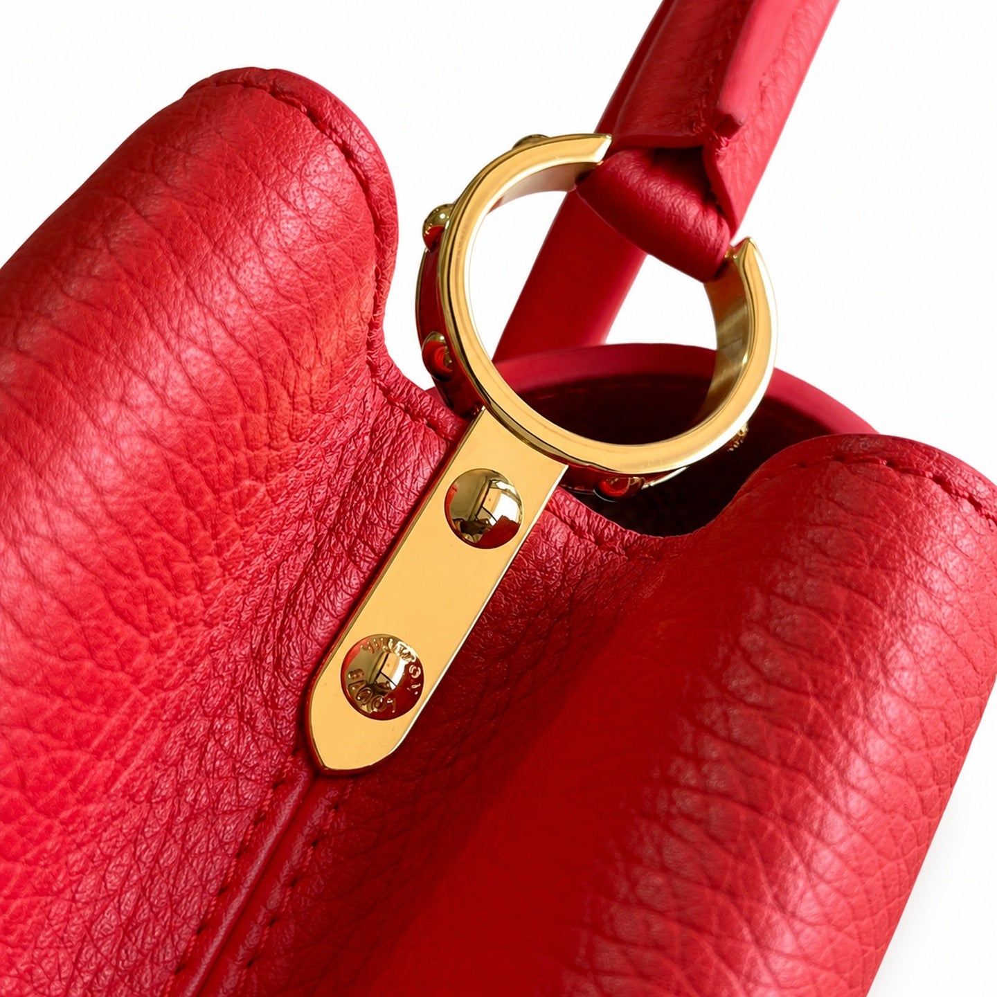Louis Vuitton Capucines Small Leather Red Gold Handbag