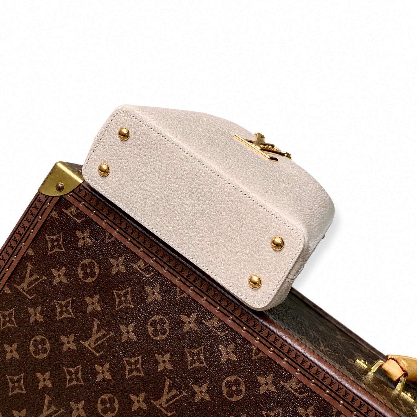 Louis Vuitton Capucines Mini Leather Beige Gray Handbag