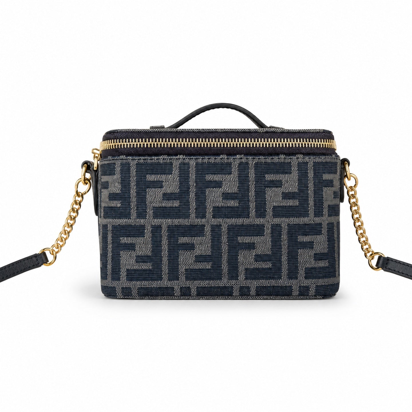 Fendi Mini Jacquard Leather Brown Vanity Bag