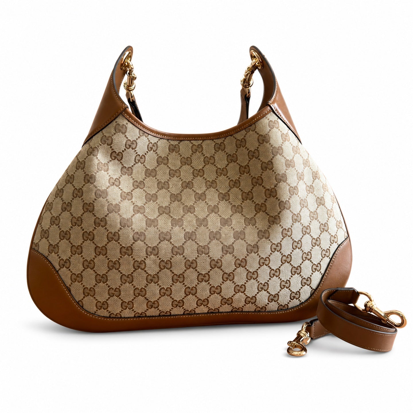 Gucci Suede Leather Brown Gold Bag