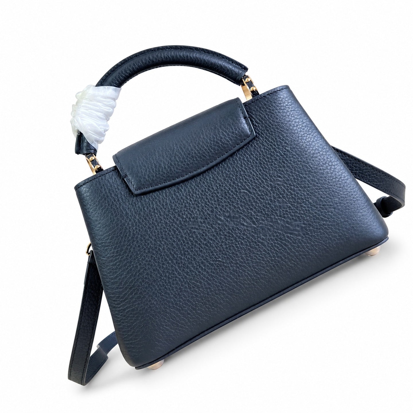 Louis Vuitton Capucines Small Knit Leather Black Handbag