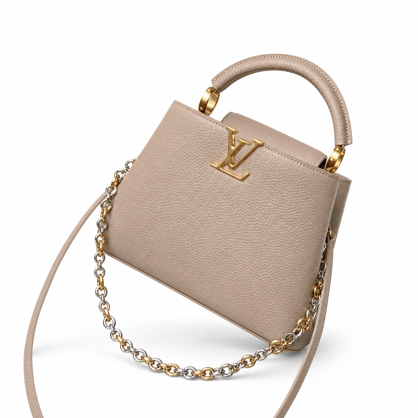 Louis Vuitton Capucines Small Leather Gray Handbag