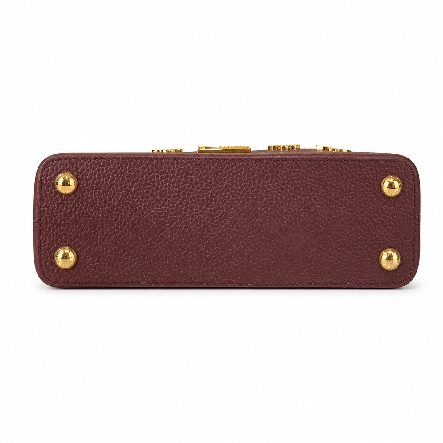 Louis Vuitton Capucines Leather White Gold Burgundy Handbag