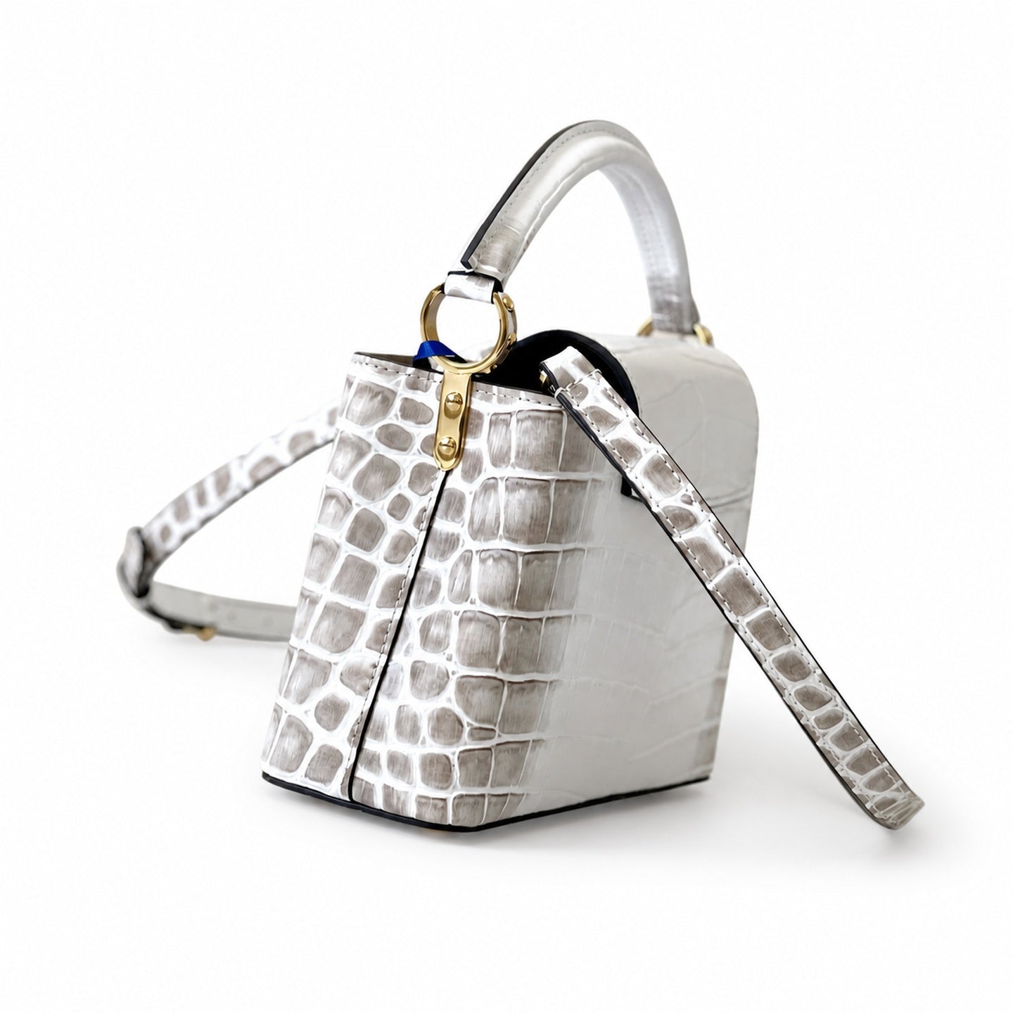 Louis Vuitton Capucines Mini Leather White Gold Handbag