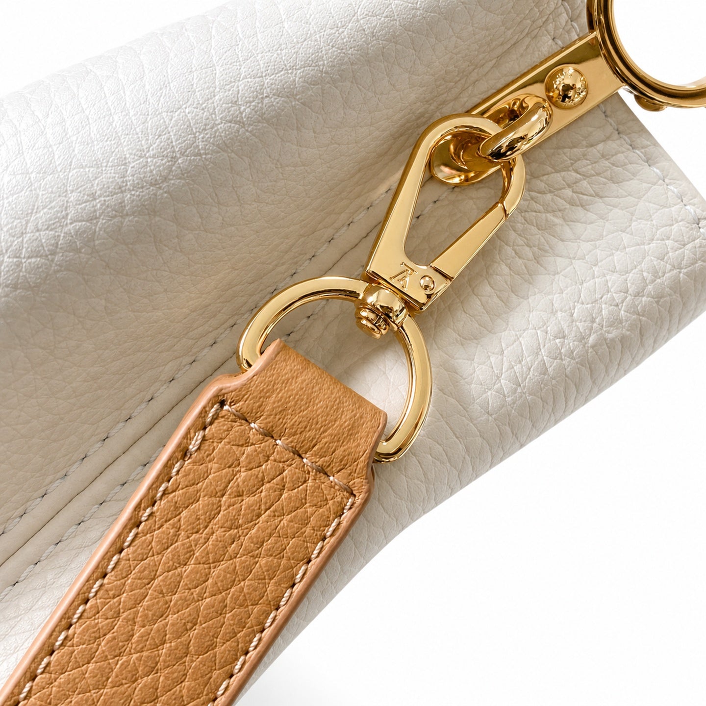 Louis Vuitton Capucines Leather White Brown Handbag