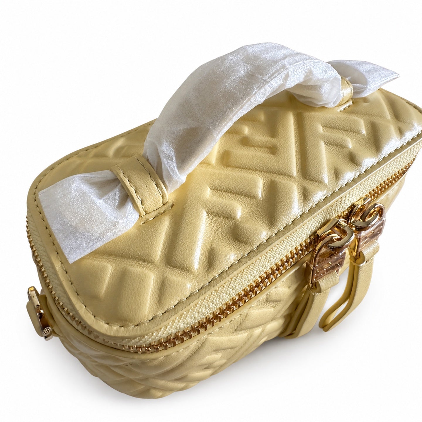 Fendi Mini Leather Yellow Vanity Bag
