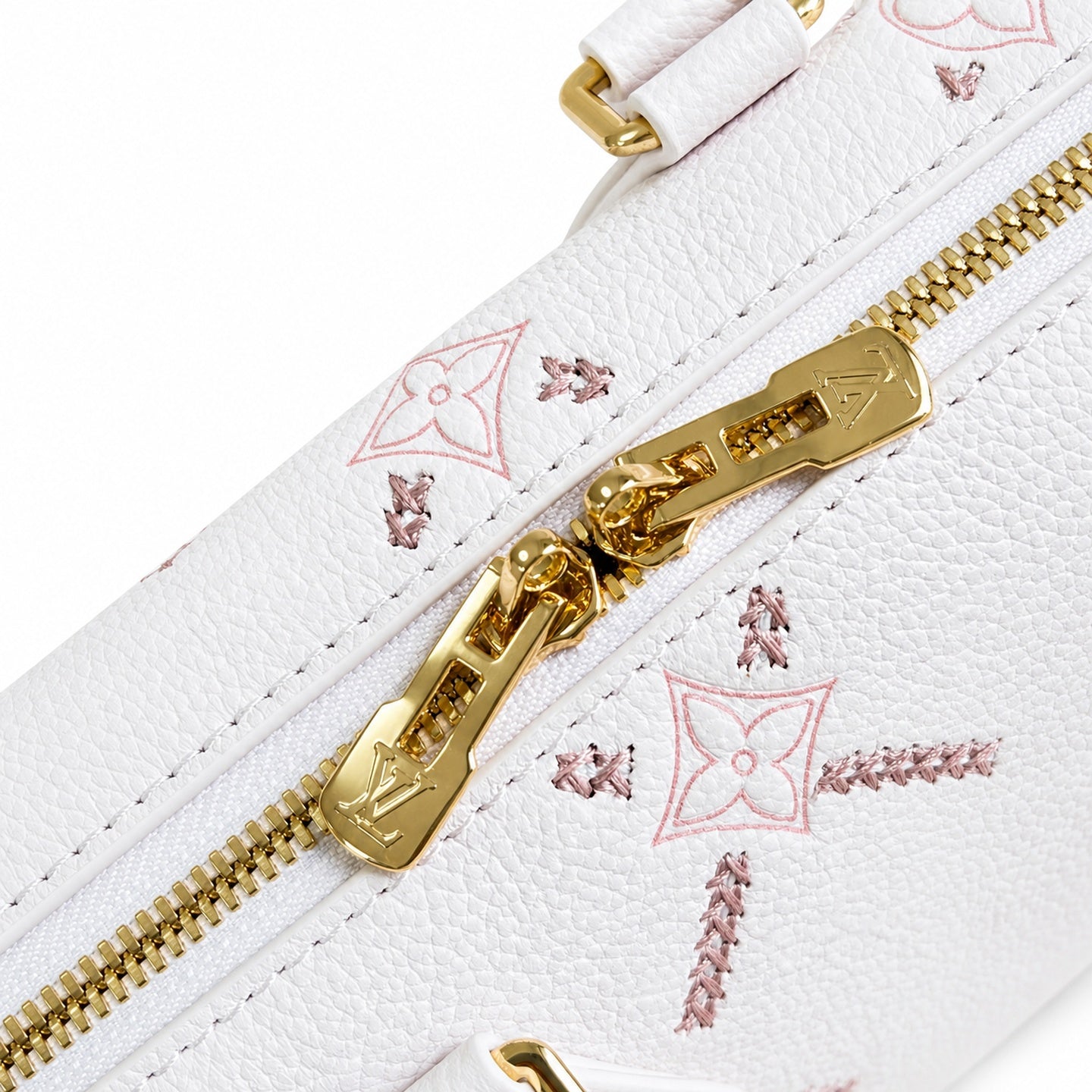 Louis Vuitton Speedy Bandouliere Embroidered Leather Pink Handbag