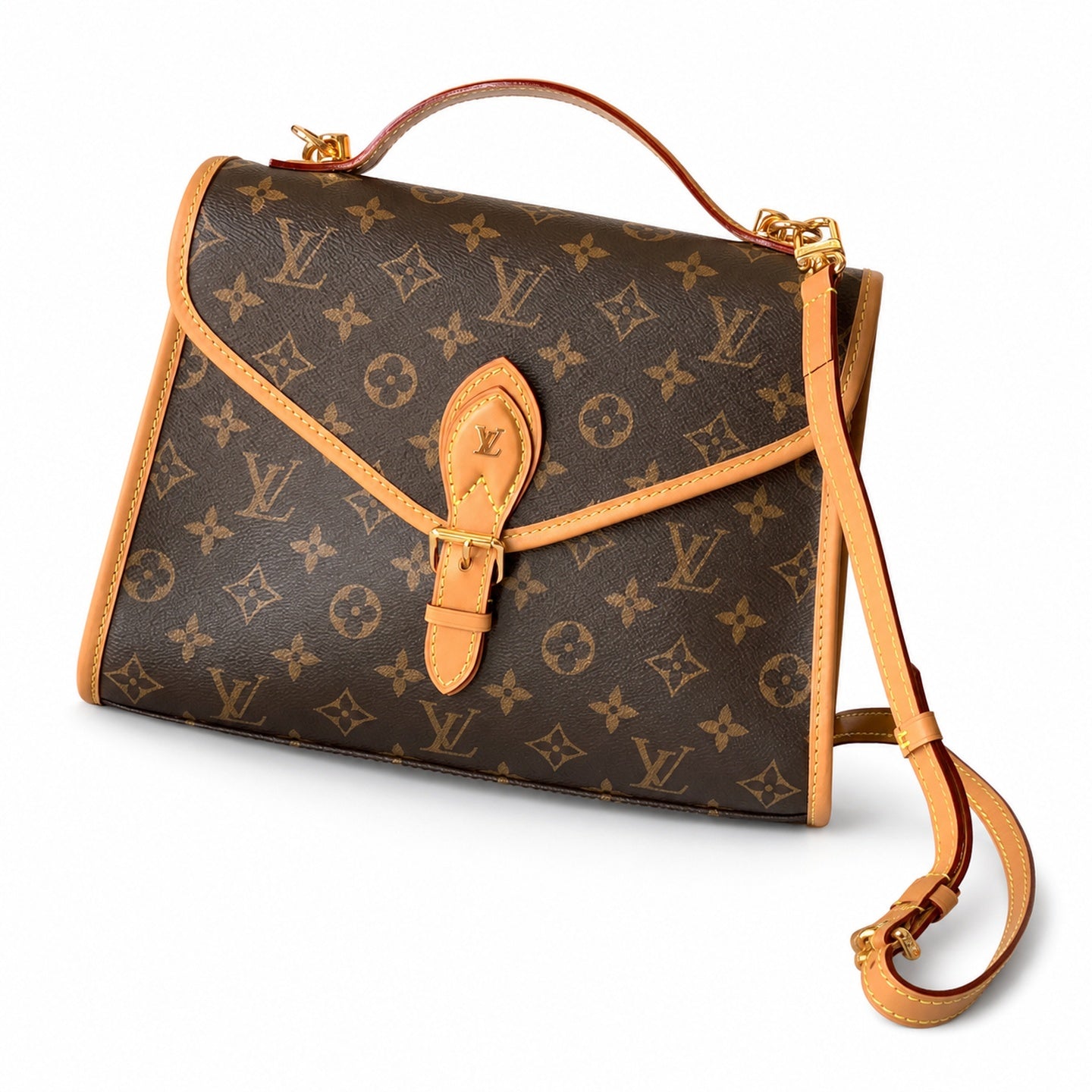 Louis Vuitton Large Canvas Leather Gold Handbag