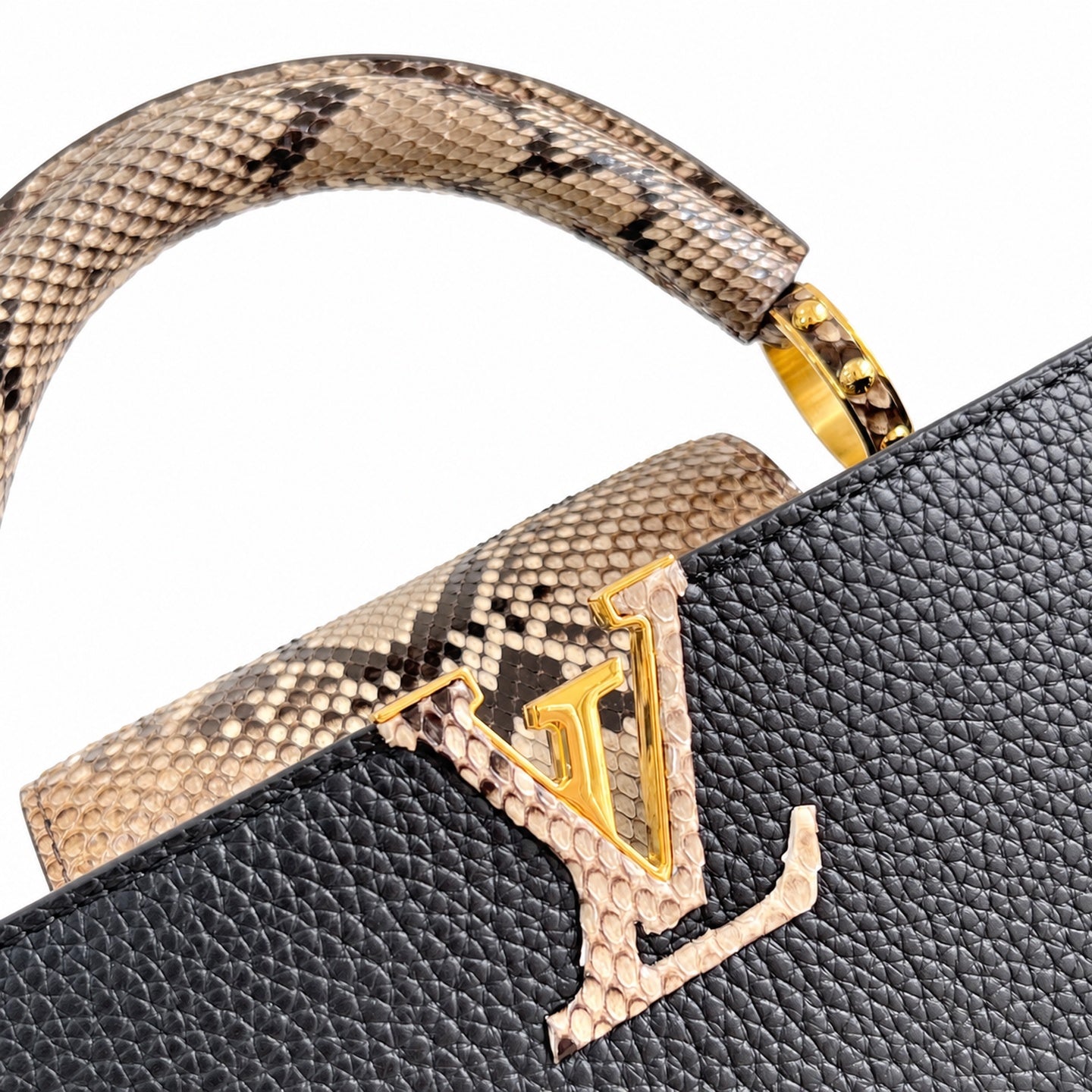 Louis Vuitton Capucines Small Snakeskin Leather Black Handbag