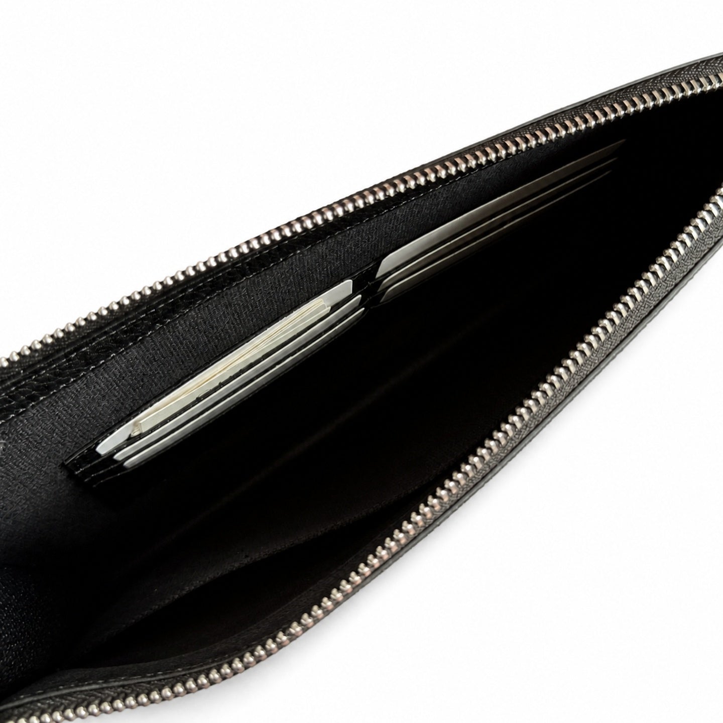 Gucci Supreme Cotton Canvas Leather Black Gray Clutch
