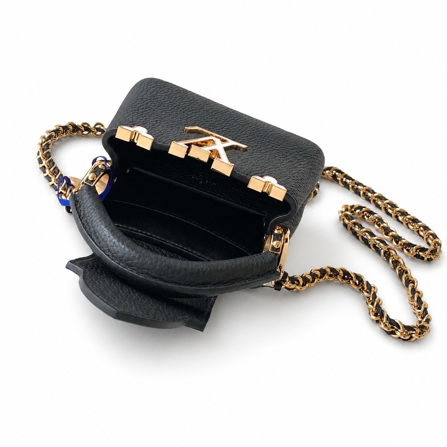 Louis Vuitton Capucines Leather Black White Handbag