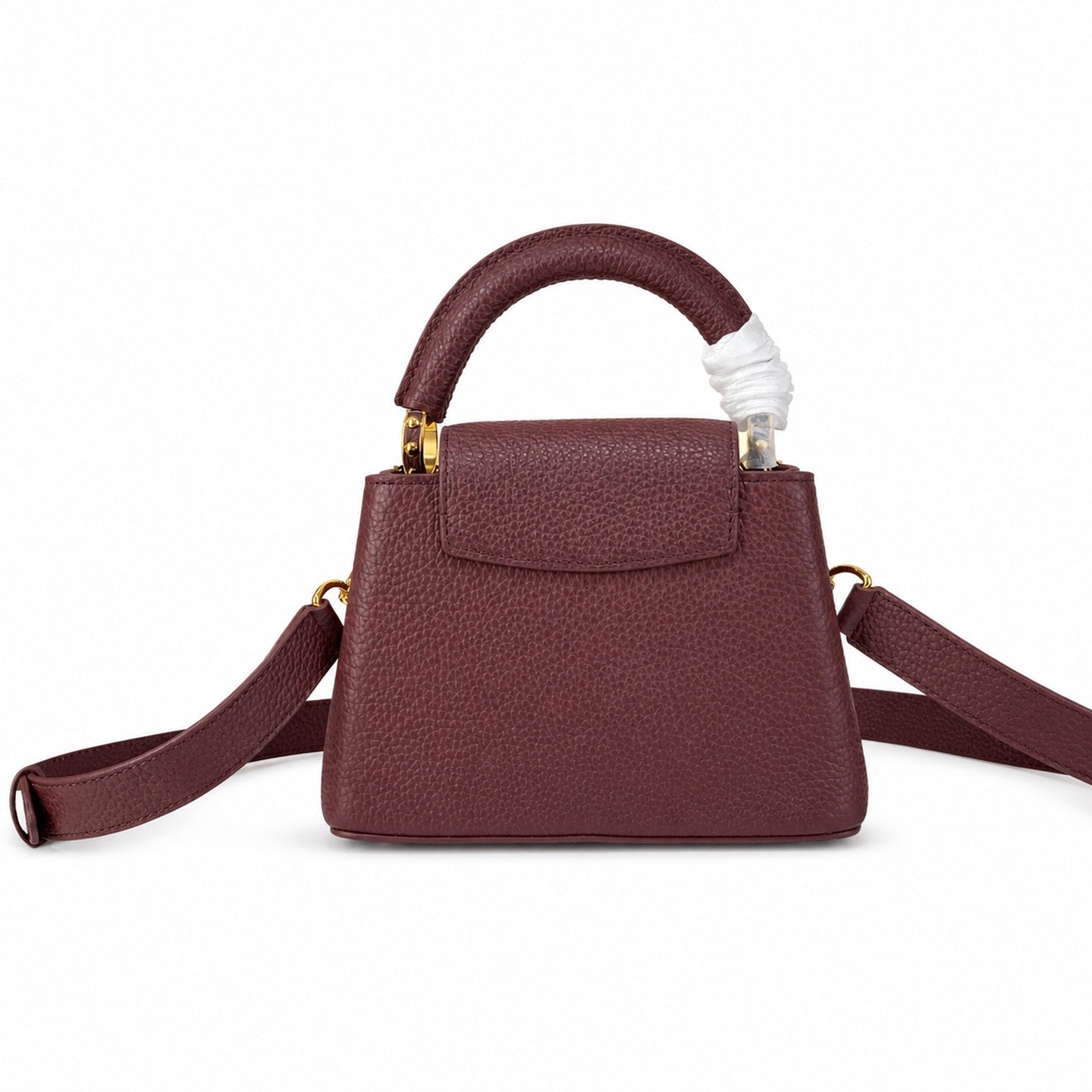 Louis Vuitton Capucines Mini Leather White Gold Burgundy Handbag