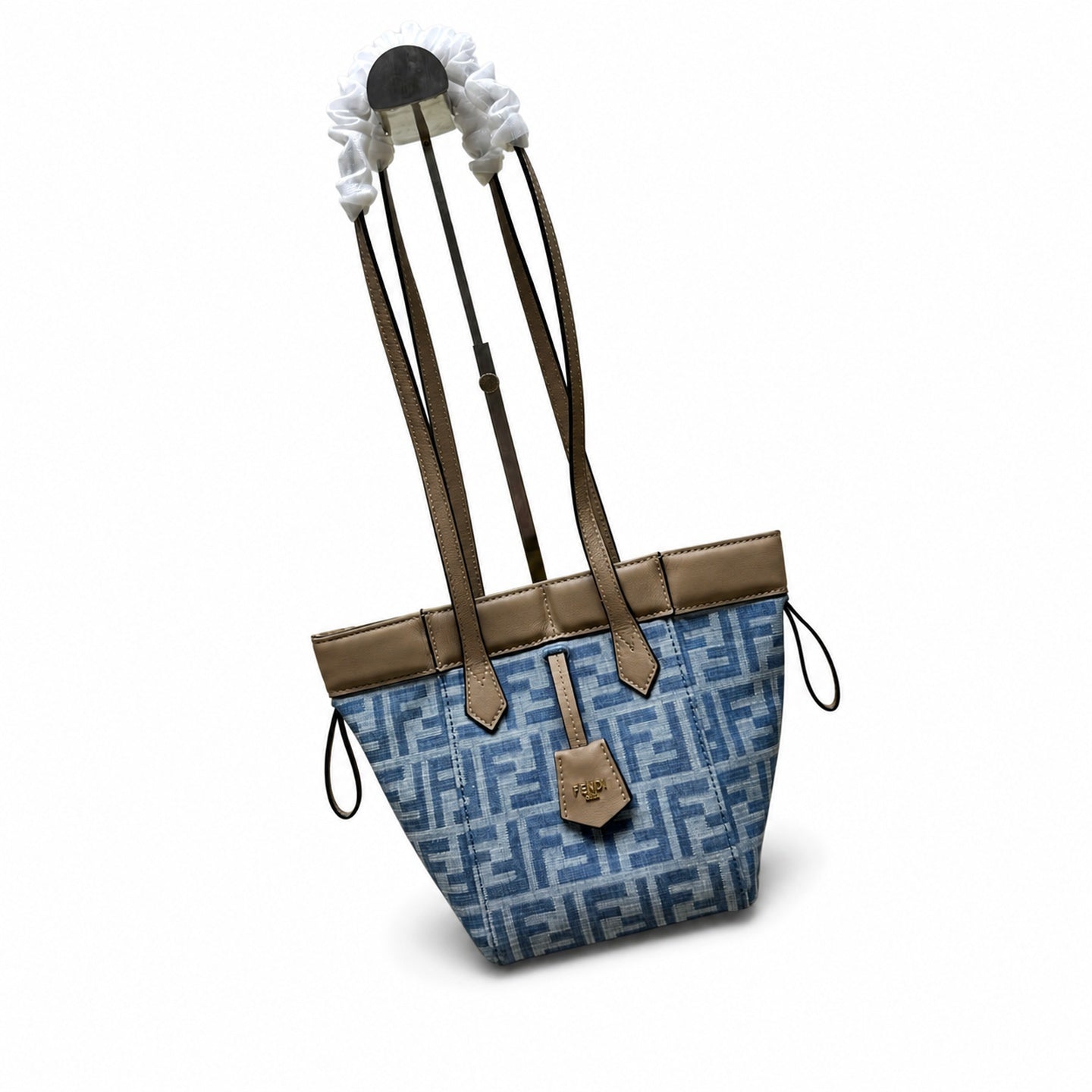 Fendi Origami Denim Leather Beige Blue Bag