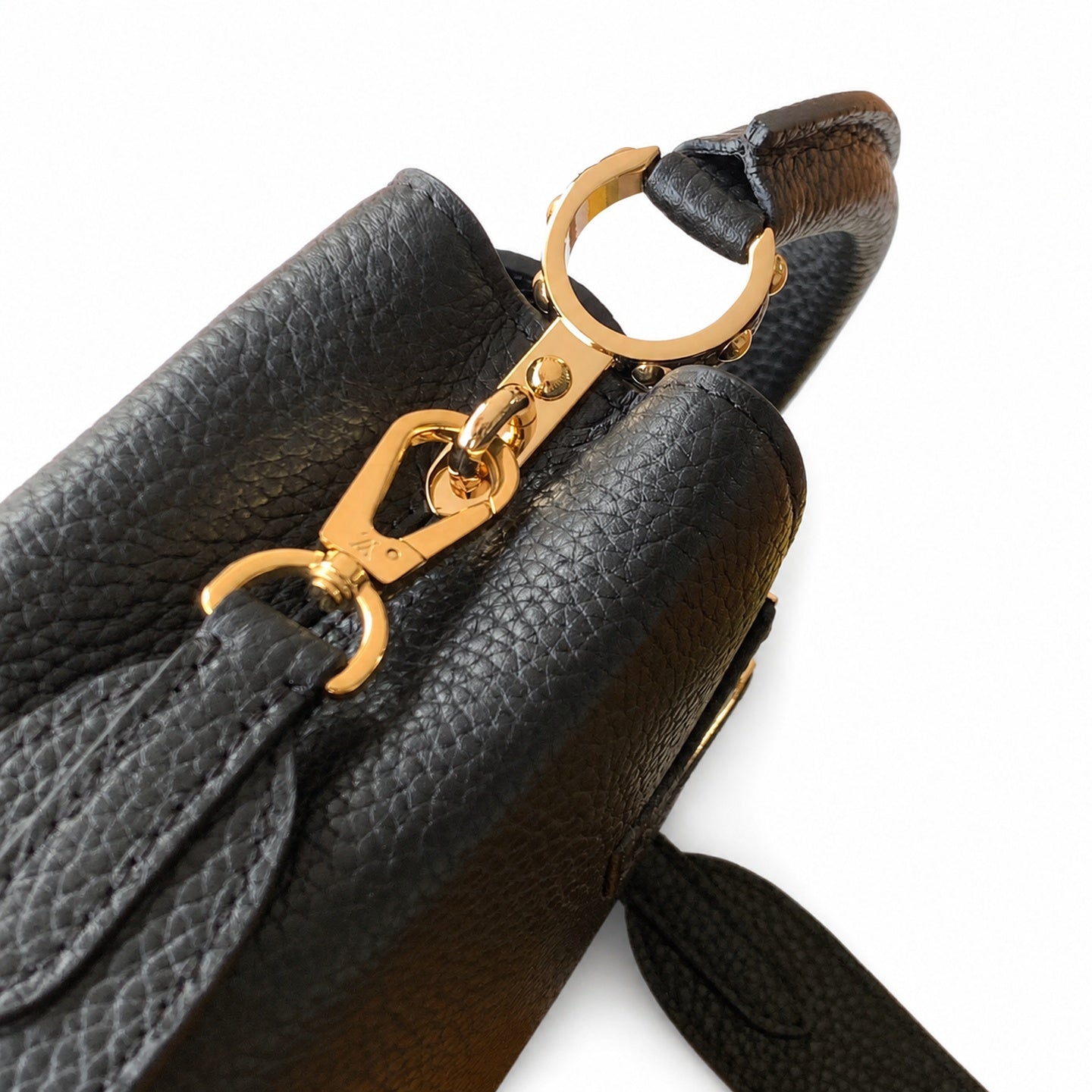 Louis Vuitton Capucines Leather Black Gold Handbag