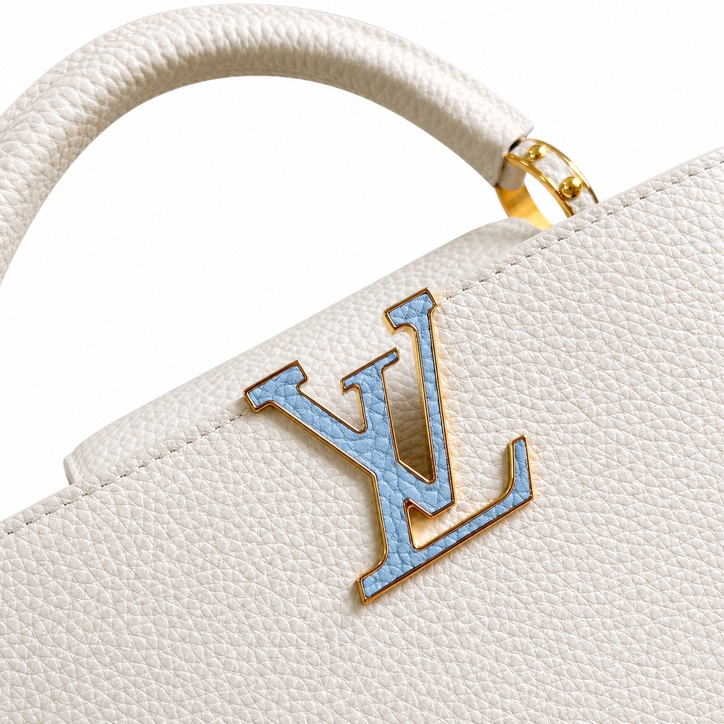 Louis Vuitton Capucines Small Leather White Blue Handbag