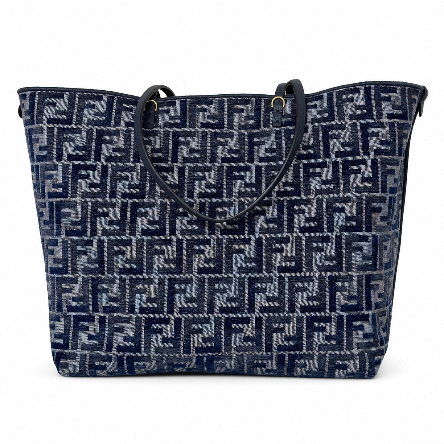 Fendi Roll Reversible Denim Gray Blue Bag