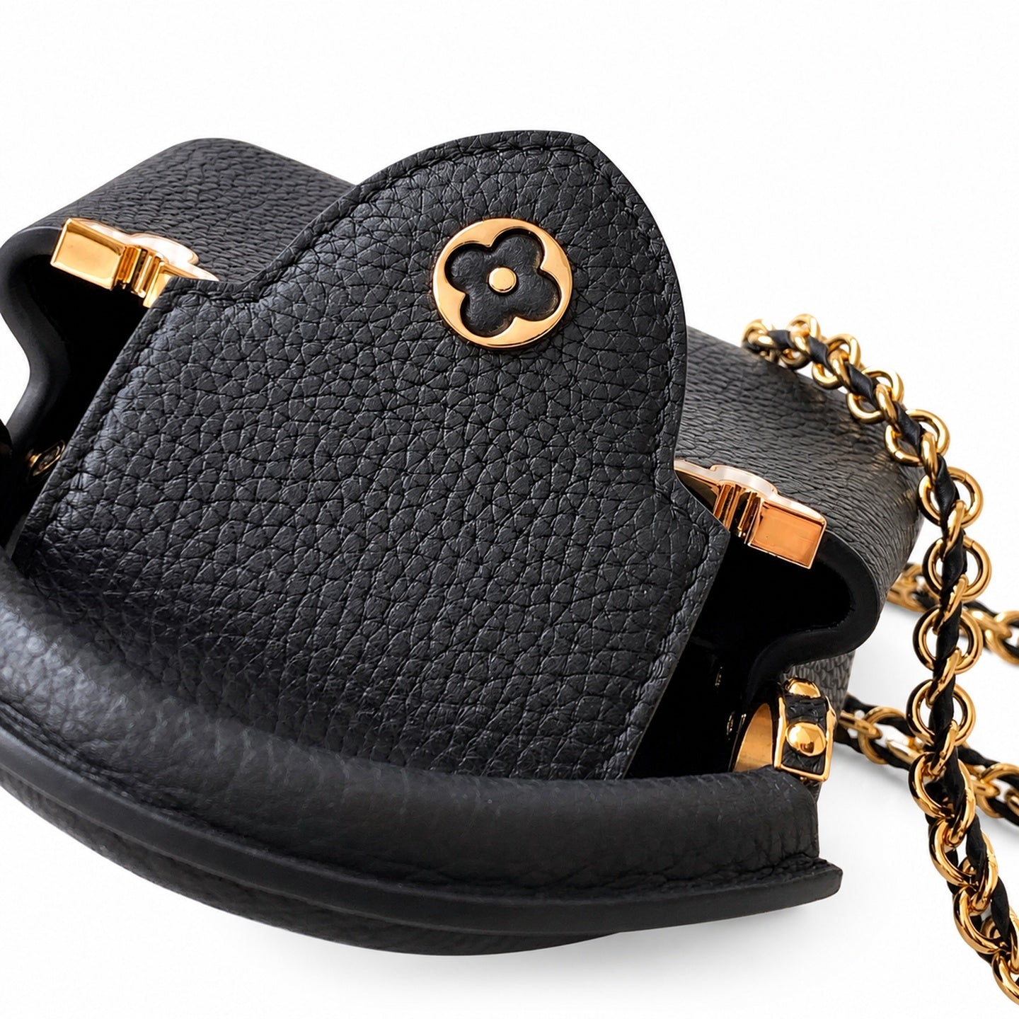 Louis Vuitton Capucines Leather Black White Handbag