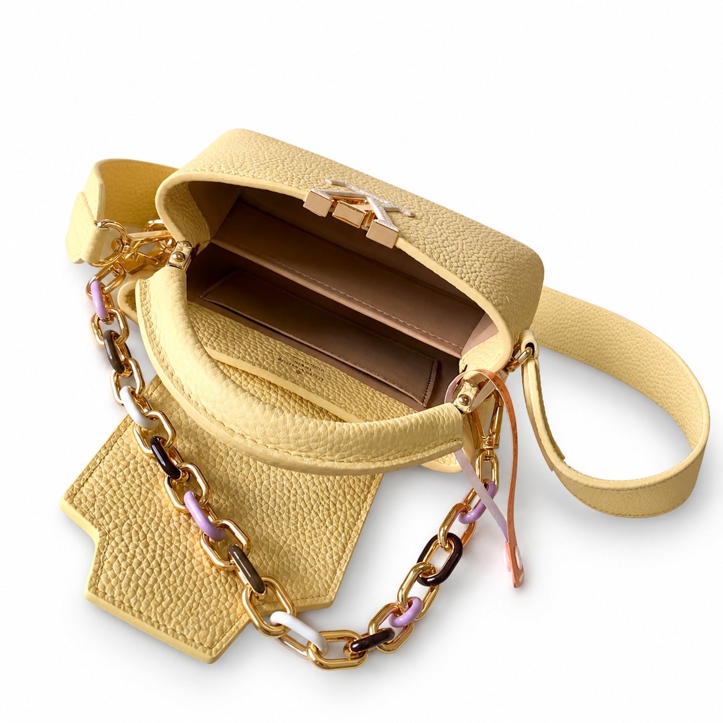 Louis Vuitton Capucines Small Leather Black Yellow Handbag