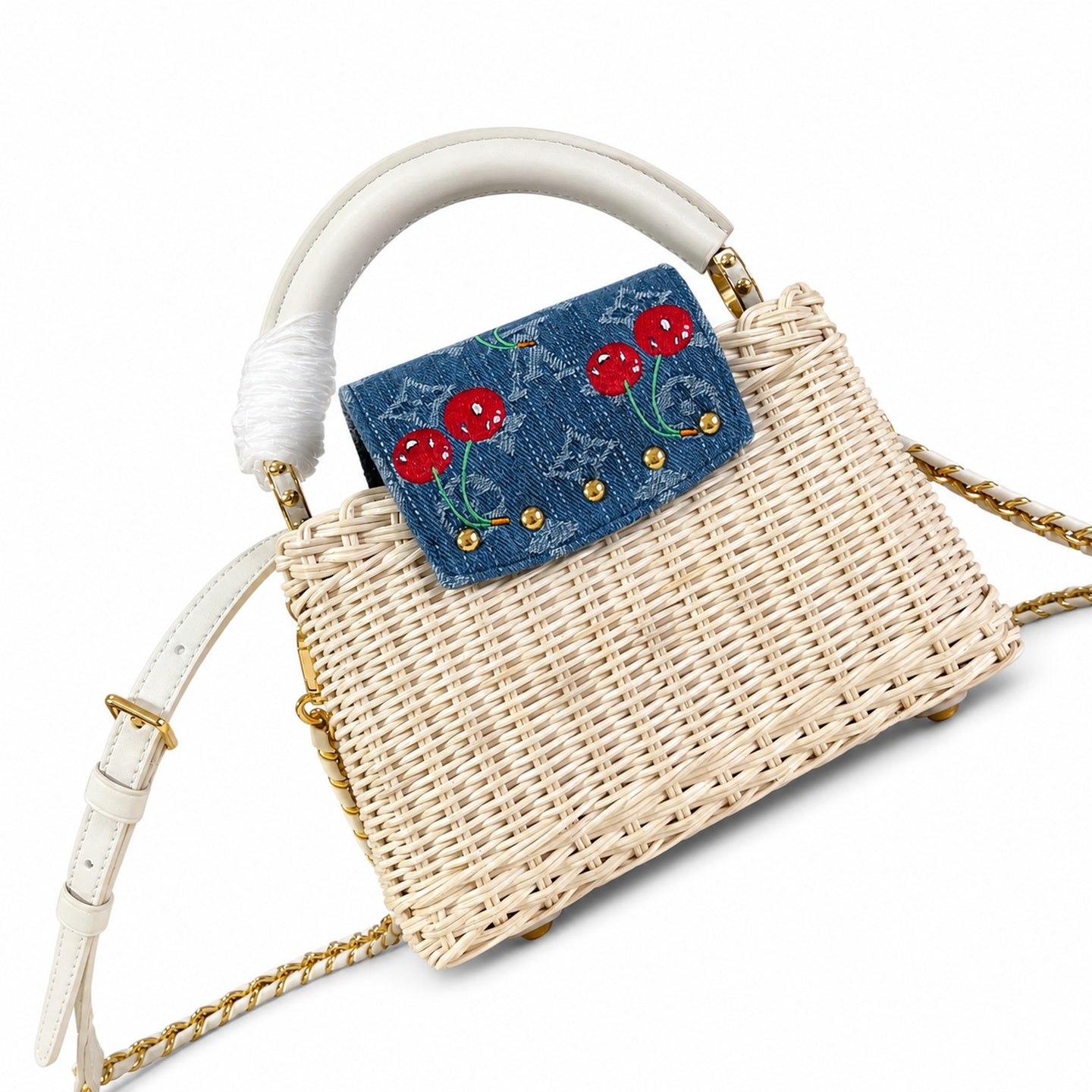 Louis Vuitton Capucines Takashi Murakami Mini White Handbag