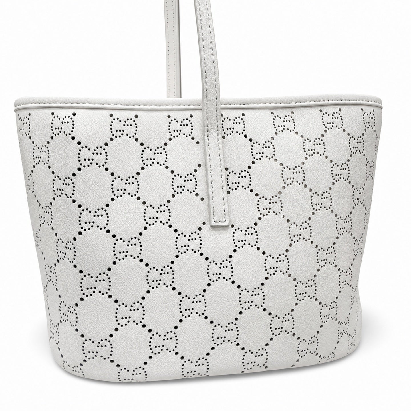 Gucci Suede Leather White Beige Gold Tote Bag