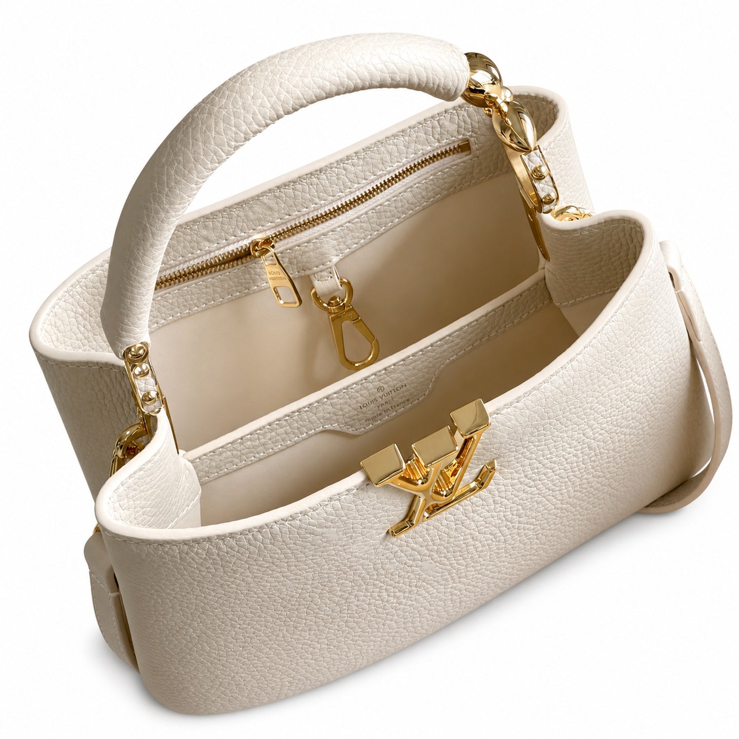 Louis Vuitton Capucines Leather White Gold Handbag