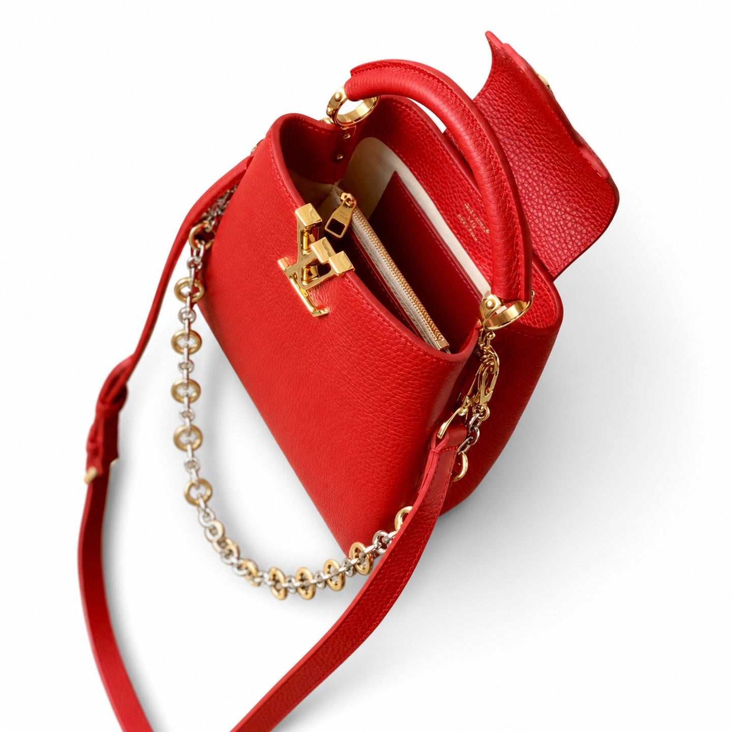 Louis Vuitton Capucines Mini Leather Red Handbag