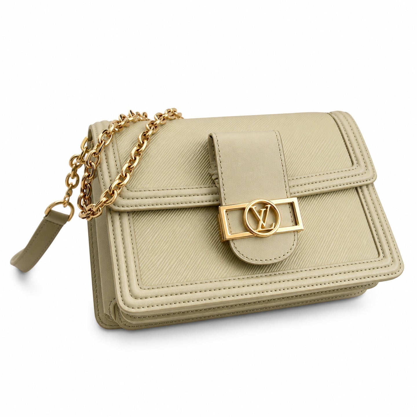 Louis Vuitton Dauphine Medium Leather Khaki Handbag