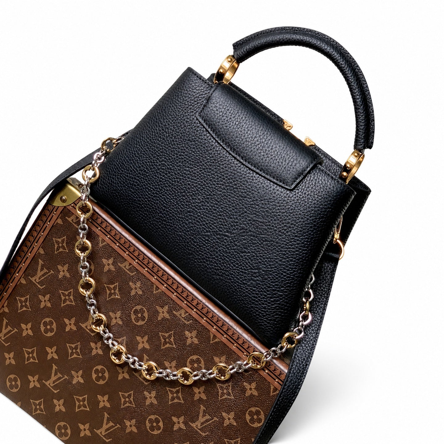 Louis Vuitton Capucines Small Leather Black Handbag