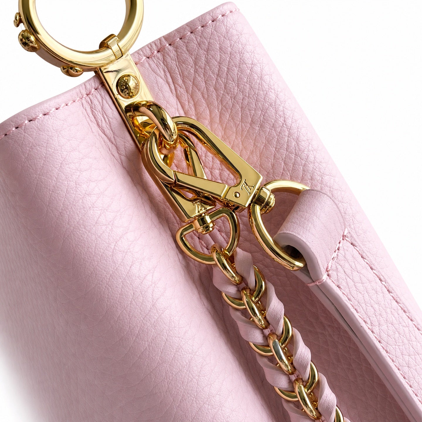 Louis Vuitton Capucines Mini Leather White Pink Gold Handbag