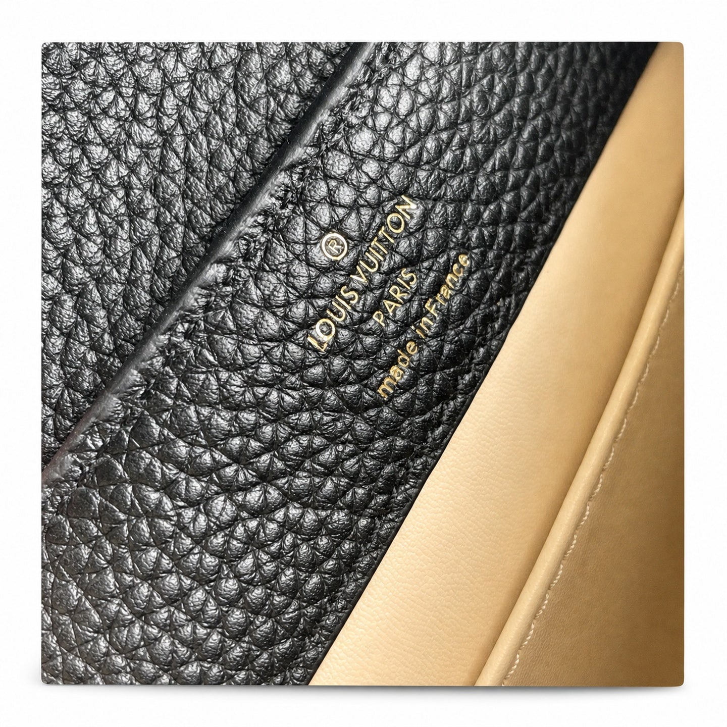 Louis Vuitton Capucines Mini Leather Black White Gold Handbag