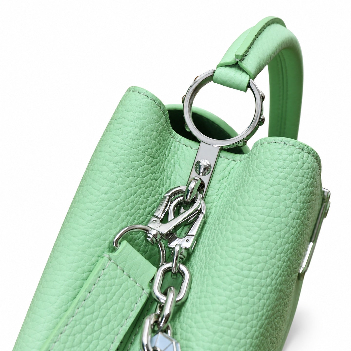 Louis Vuitton Capucines Small Leather Green Silver Handbag