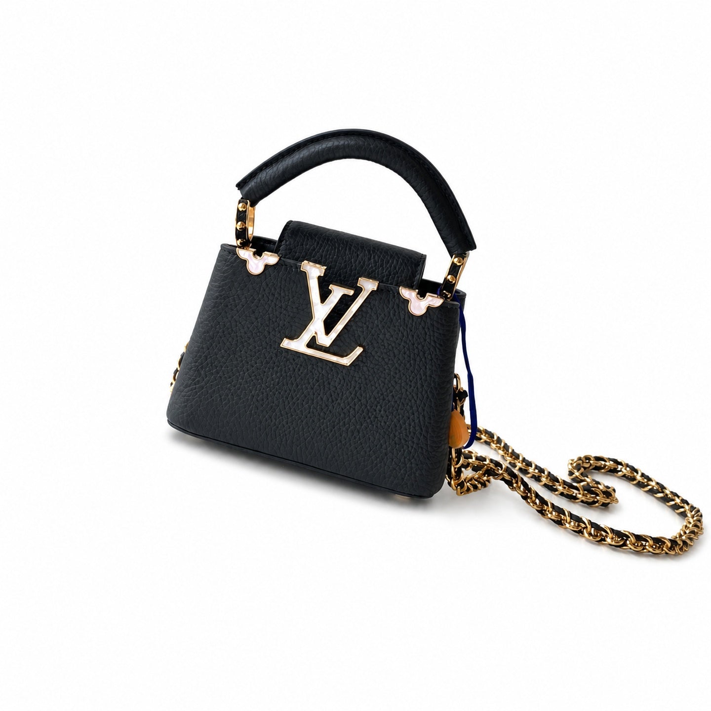 Louis Vuitton Capucines Leather Black White Handbag