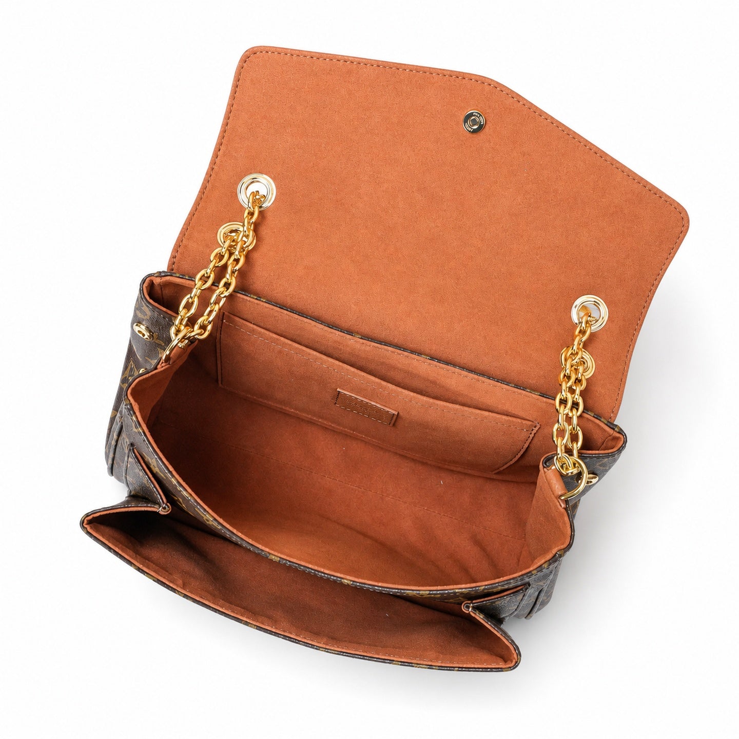 Louis Vuitton Canvas Leather Brown Gold Handbag
