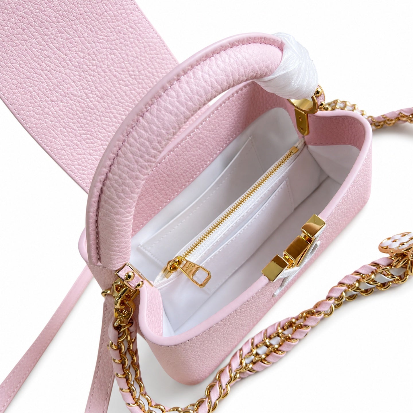 Louis Vuitton Capucines Mini Knit Leather Pink Handbag