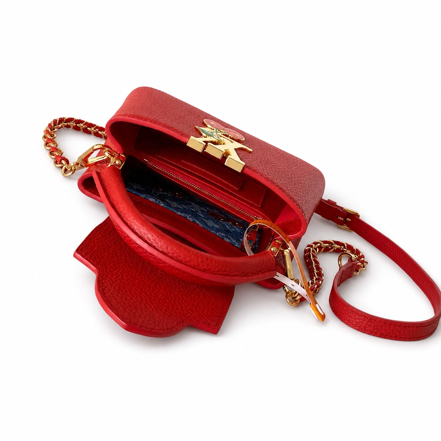 Louis Vuitton Takashi Murakami Mini Denim Leather Black Red Handbag