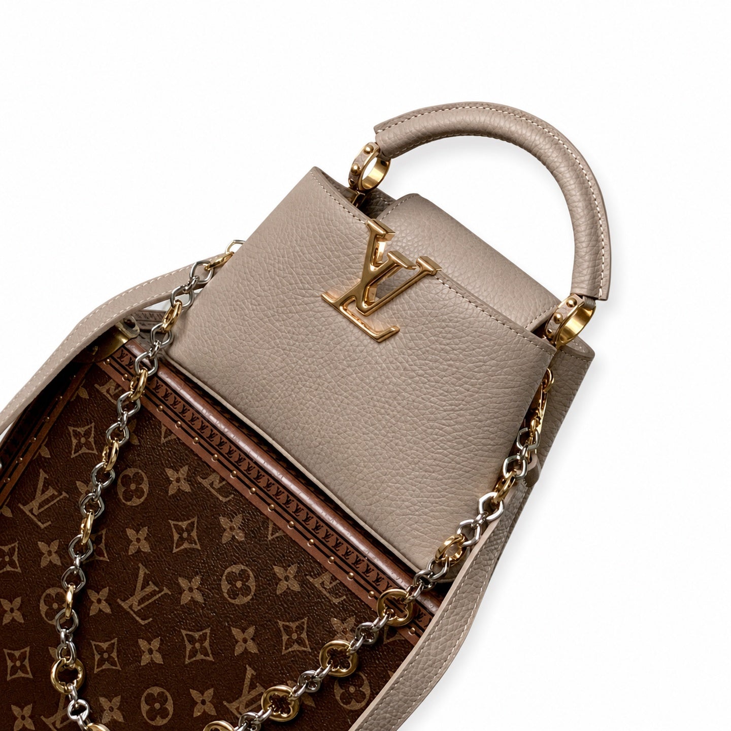 Louis Vuitton Capucines Mini Leather Gray Handbag