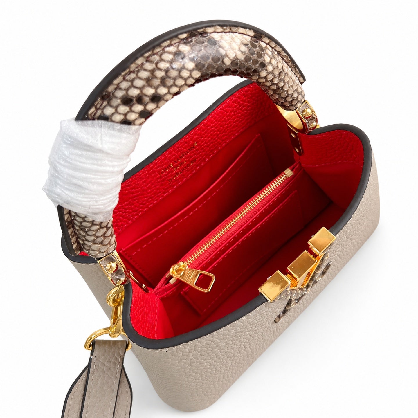 Louis Vuitton Capucines Mini Snakeskin Leather Gray Handbag