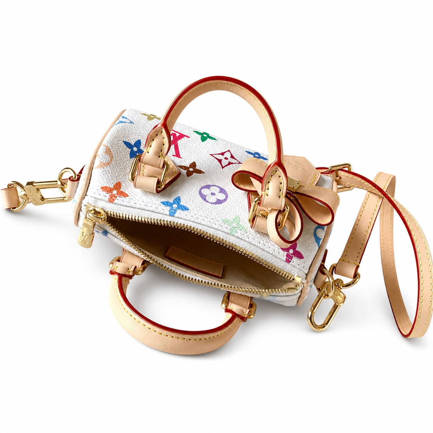 Louis Vuitton Speedy Takashi Murakami Canvas Leather White Handbag