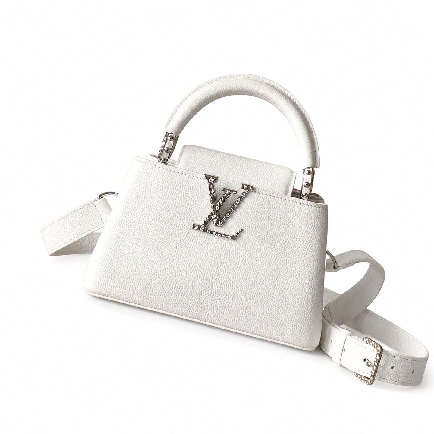 Louis Vuitton Mini Leather White Silver Handbag